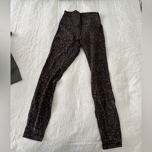 Patterned Black & Dark Brown High-Waist Leggings